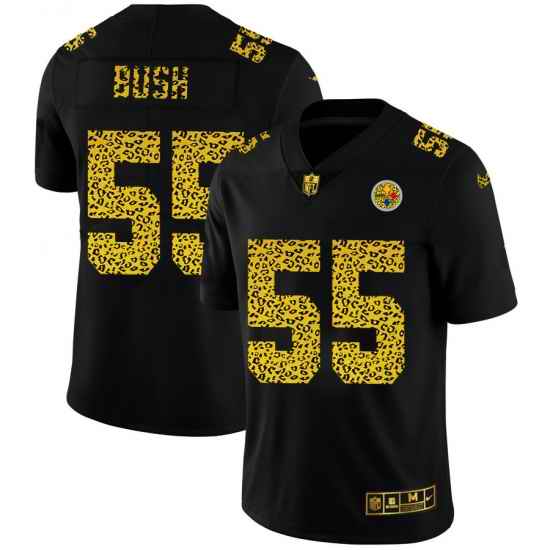Pittsburgh Steelers 55 Devin Bush Men Nike Leopard Print Fashion Vapor Limited NFL Jersey Black